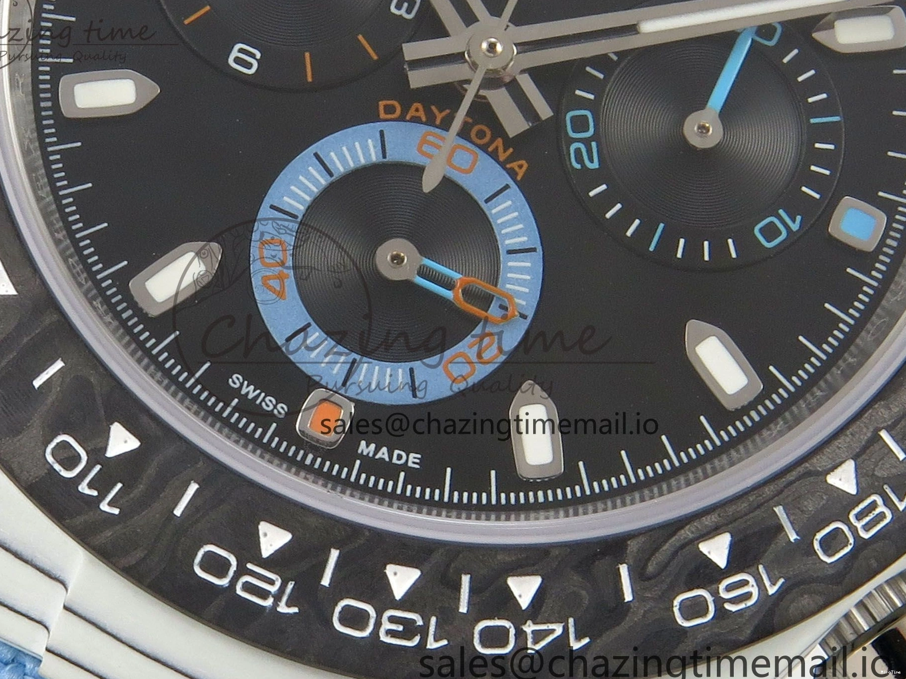 MiroTime 0403 Attractive Daytona DIW Carbon Case and Bezel DIWF Edition Black Dial on Blue Nylon Strap A 71